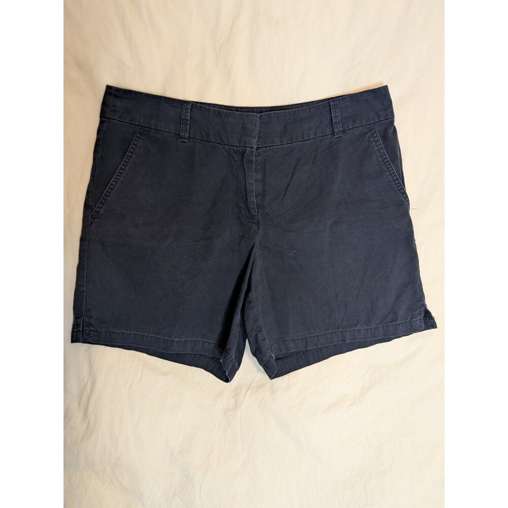 LOFT Chino Shorts Womens 10 Blue Mid Rise Twill Cotton 6" Inseam Pockets